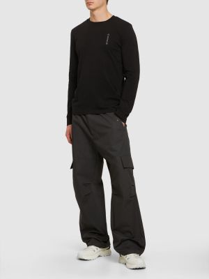 Tricou din bumbac cu mâneci lungi din jerseu Moncler negru