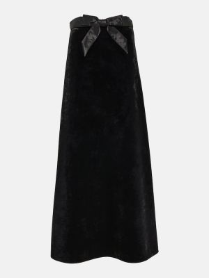 Žametno dolgo krilo iz rebrastega žameta Balenciaga črna