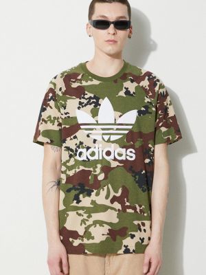 Pamučna majica s printom Adidas Originals zelena