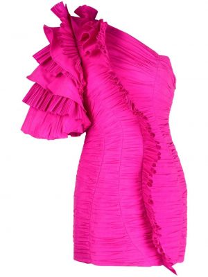Koktel haljina s volanima Acler ružičasta