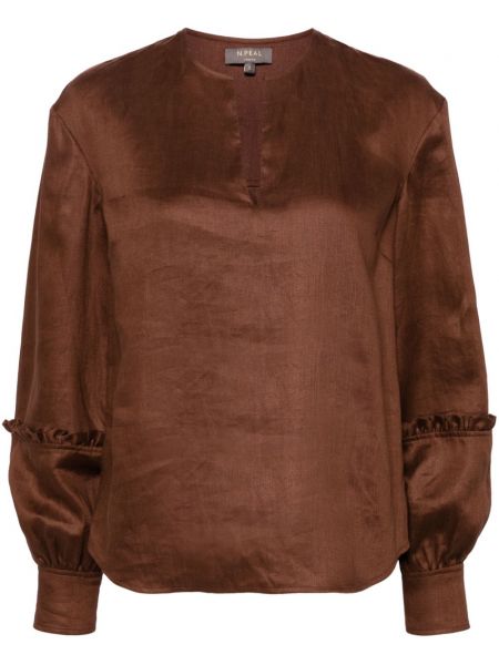 Lanena bluza N.peal smeđa