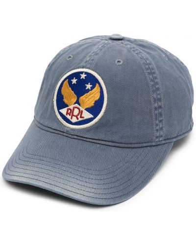 Medvilninis kepurė su snapeliu Ralph Lauren Rrl mėlyna