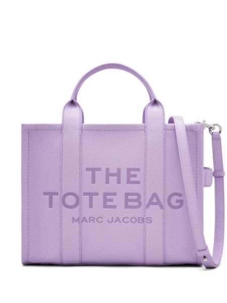 Usnjena nakupovalna torba Marc Jacobs vijolična