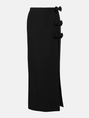 Hodvábna vlnená dlhá sukňa Valentino čierna