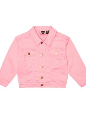 Jeansjacka med broderi för tjejer Mini Rodini rosa