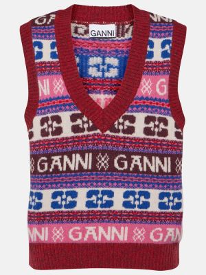 Gilet di lana in tessuto jacquard Ganni