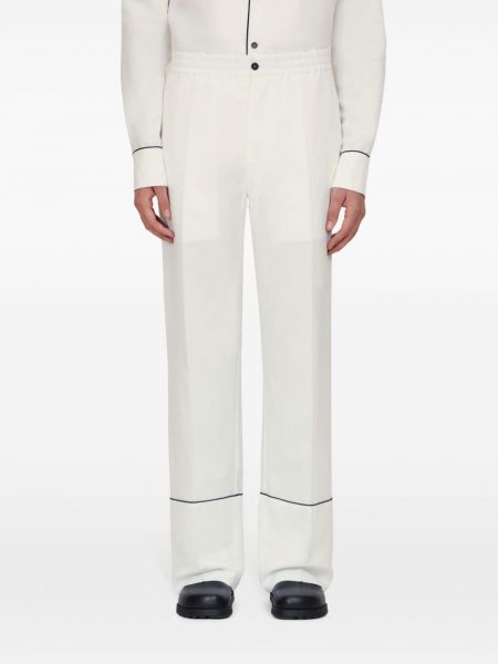 Rovné kalhoty s výšivkou Ferragamo bílé