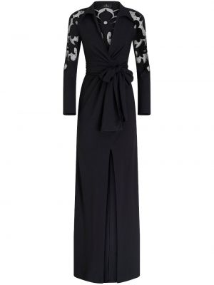 Rochie de cocktail cu decolteu în v transparente Etro negru