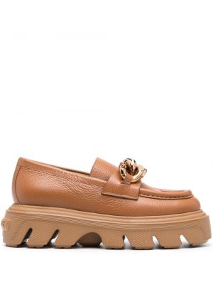 Nahast loafer-kingad Casadei pruun