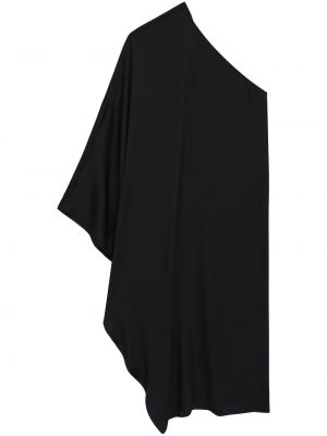 Drapované asymetrické hedvábné midi šaty Anine Bing - černá