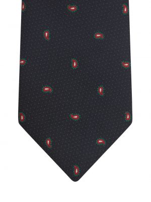 Jedwabny krawat z wzorem paisley żakardowy Etro czarny