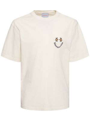 T-shirt en coton à imprimé en jersey Bluemarble blanc