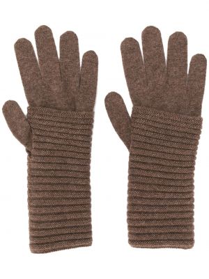 Плетени кашмирени ръкавици Blanca Vita кафяво