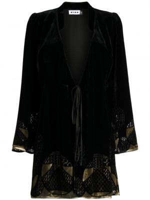 Žametna mini obleka iz rebrastega žameta Rixo črna
