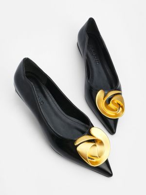 Hegyes orrú balerina cipők Marjin fekete