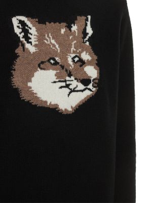 Sweter wełniany Maison Kitsune czarny