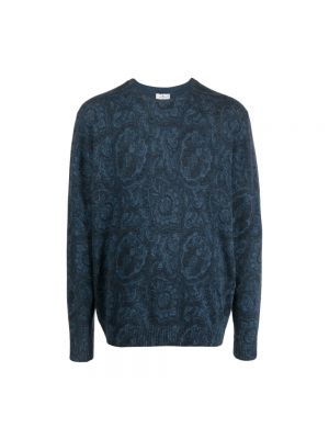 Sweter z okrągłym dekoltem Etro niebieski