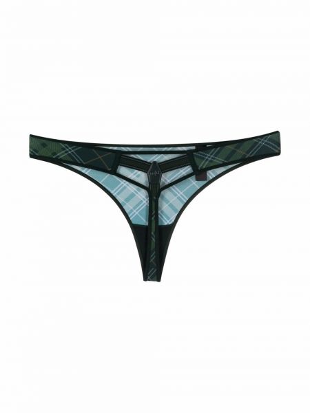 Průsvitné kostkované kalhotky string s potiskem Marlies Dekkers zelené