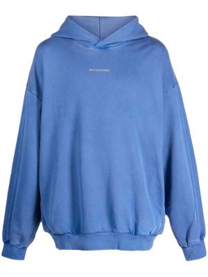 Pamučna hoodie s kapuljačom jednobojna Monochrome plava