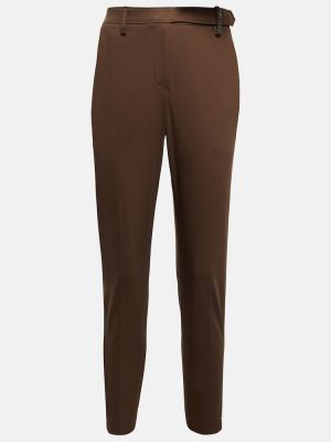 Pantaloni dritti slim fit di cotone Brunello Cucinelli marrone