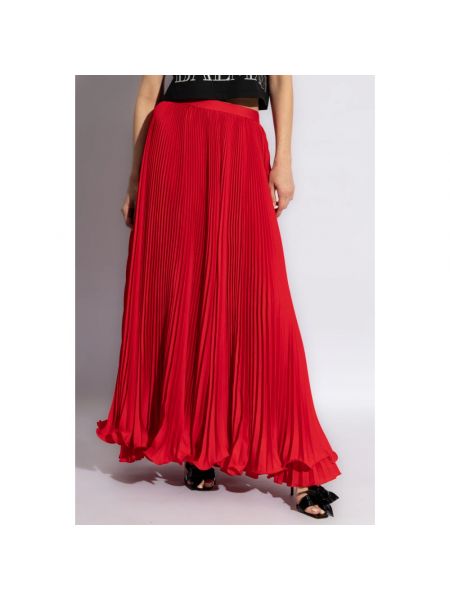 Falda larga plisada Balmain rojo