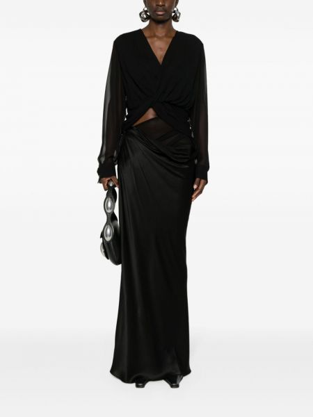 Asymetrické hedvábné dlouhá sukně Christopher Esber černé
