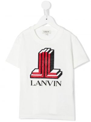 T-shirt ricamato Lanvin Enfant bianco