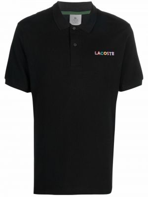 Поло тениска бродирана Lacoste черно
