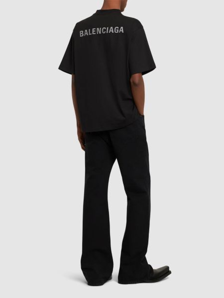 Atspindintis medvilninis marškinėliai Balenciaga juoda