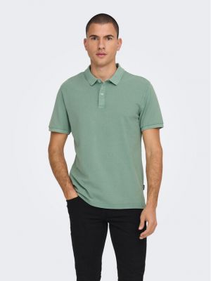 Slim fit pólóing Only & Sons zöld