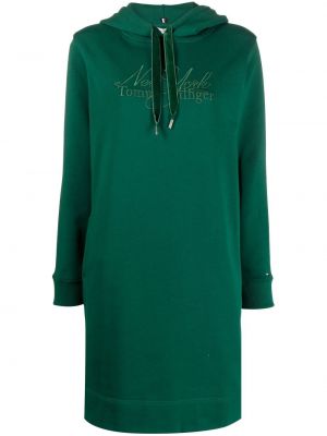 Sukienka bawełniana Tommy Hilfiger zielona