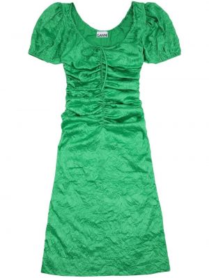 Saténové midi šaty Ganni - zelená
