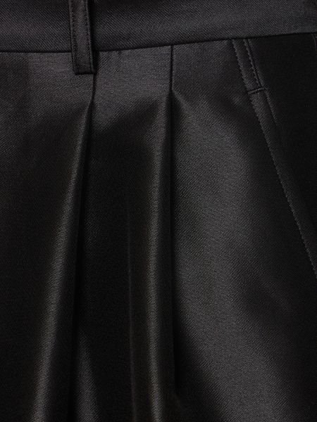 Pantaloncini di seta di cotone plissettati Comme Des Garçons nero