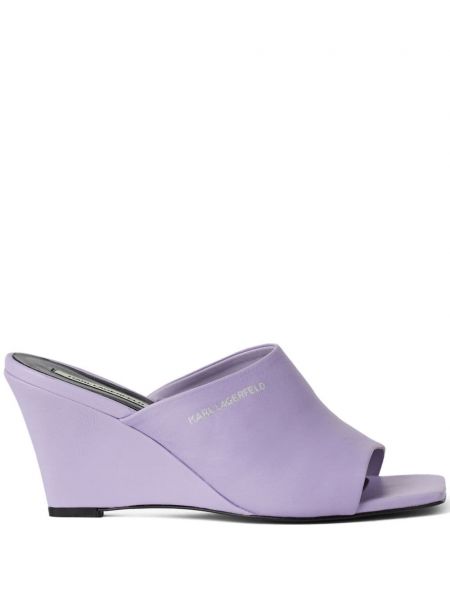 Papuci tip mules din piele Karl Lagerfeld violet