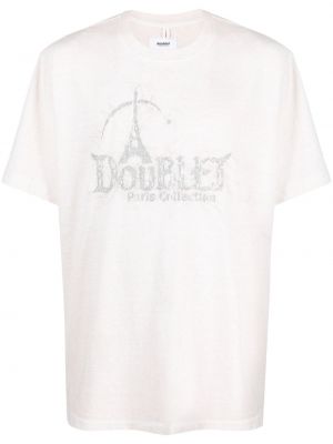 Bombažna majica s potiskom Doublet bela