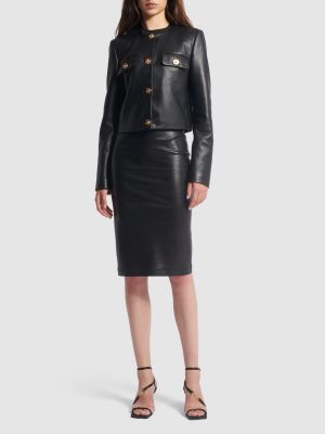 Kožená sukně Versace černé