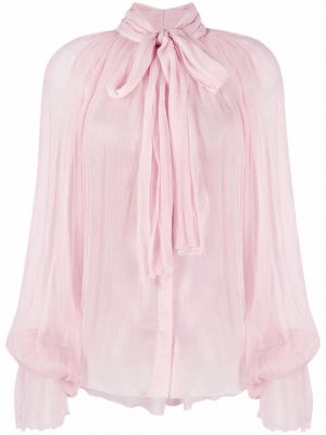 Копринена блуза с панделка Atu Body Couture розово