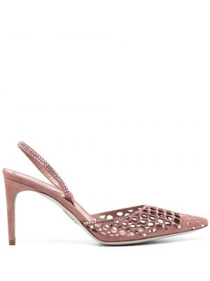 Полуотворени обувки с кристали René Caovilla розово