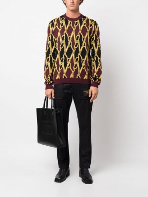 Sweter wełniany z nadrukiem w abstrakcyjne wzory Moschino