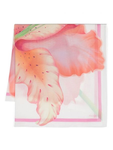 Pamučni šal s cvjetnim printom s printom Maje ružičasta
