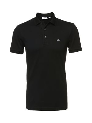 Bavlnené priliehavé tričko s výšivkou Lacoste - čierna