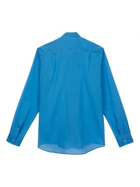 Haftowana długa koszula bawełniana Vilebrequin niebieska