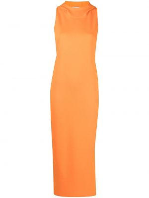 Přiléhavé dlouhé šaty s kapucí z polyesteru Victor Glemaud - oranžová