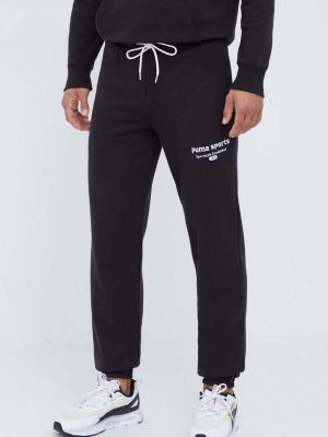 Bavlněné sportovní kalhoty s aplikacemi Puma černé