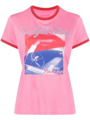 T-krekls ar apdruku Zadig&voltaire rozā