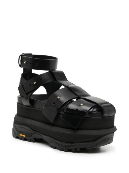Dabīgās ādas sandales ar platformu Sacai melns