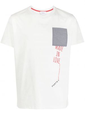 T-shirt ricamato a quadri Ports V bianco
