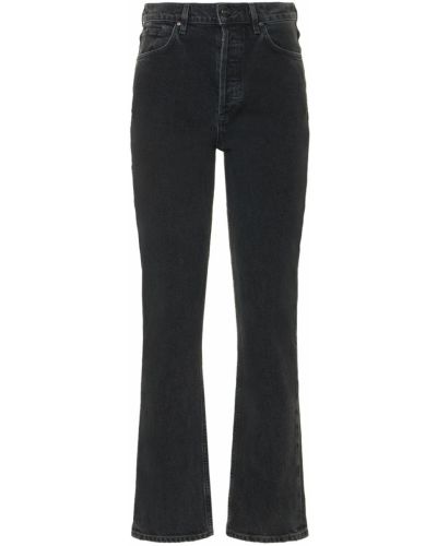 Bavlněné straight fit džíny s vysokým pasem Goldsign černé