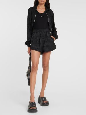 Pantaloni scurți cu fermoar din jacard Givenchy negru