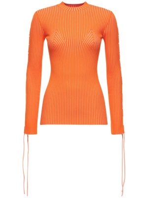 Sweter sznurowany z wiskozy koronkowy Off-white pomarańczowy